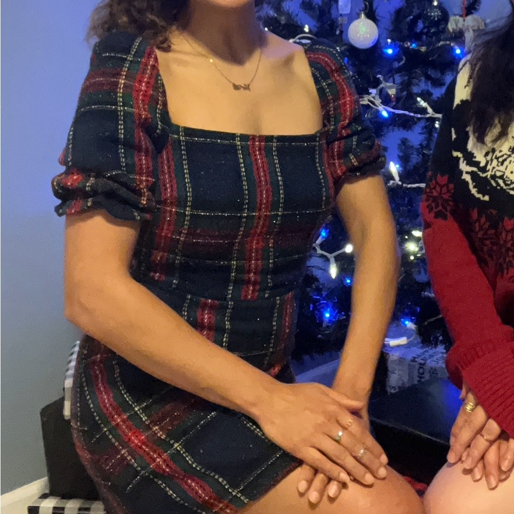 Festive Plaid Tweed Mini Dress - Picture 6 of 6